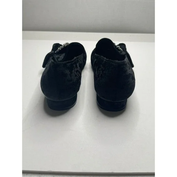 ComfortView 7.5 Black Crushed Velvet & Rhinestone Loafers - Picture 2 of 7